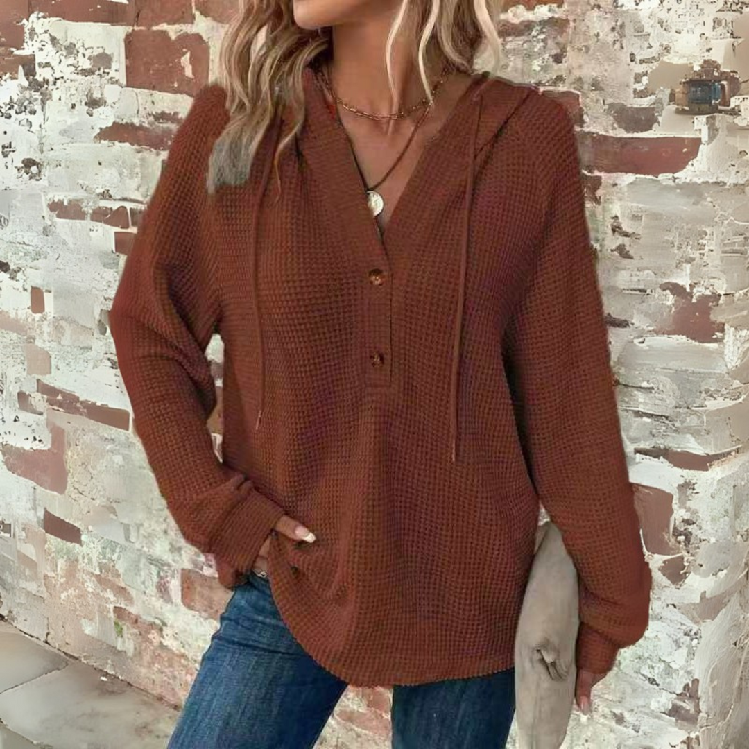 SIONI™ - Casual Long Sleeve V-Neck Hoodie Sweatshirt