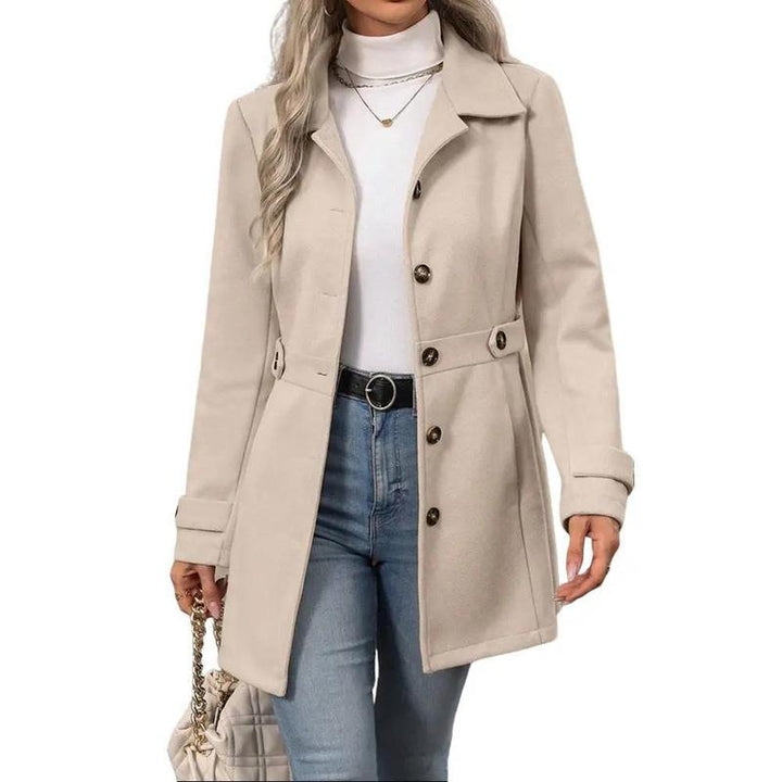 FIONA™ - Elegant Notched Shawl Collar Winter Long Coat