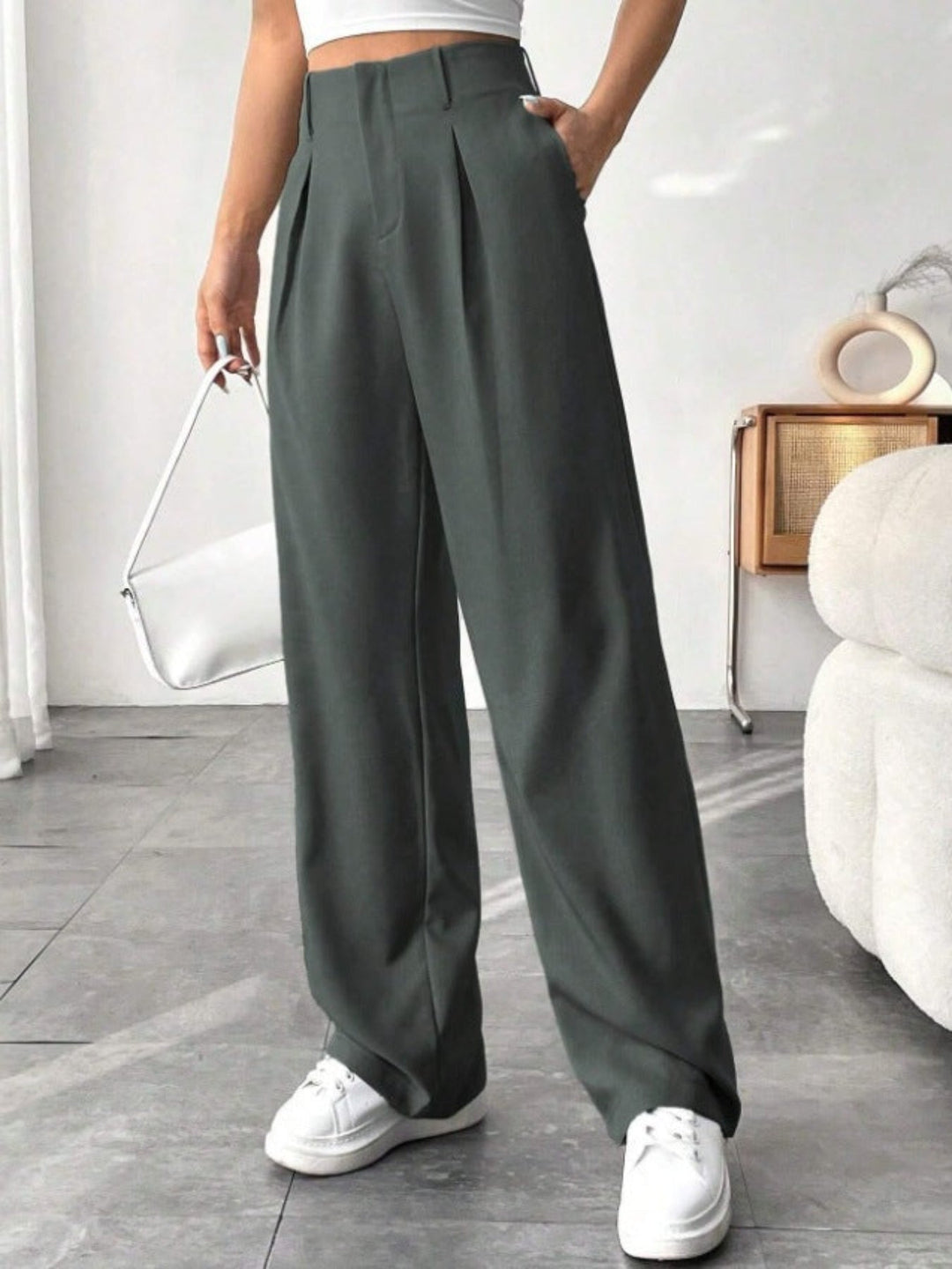 BELISIMA™ – Elegant Pleated Wide-Leg Office Trouser